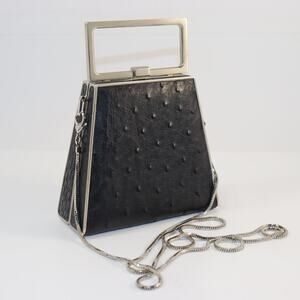 Vintage Lorenzi‎ Genuine Ostrich Leather Evening Bag with Chain Strap